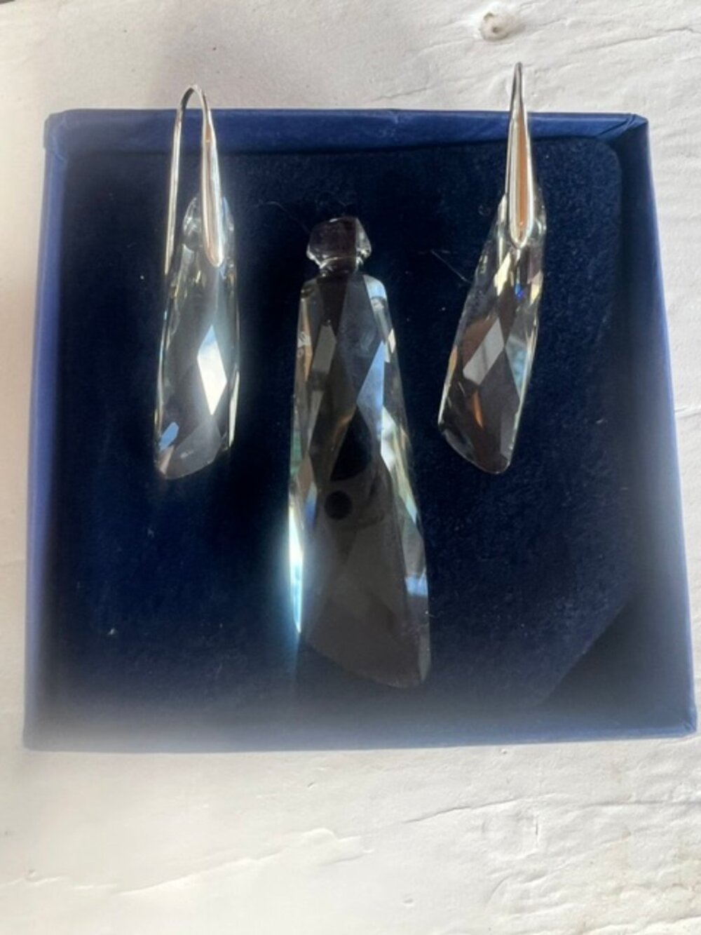 Swarovski Smoky Crystal Pendant & Drop Earrings Set Boxed